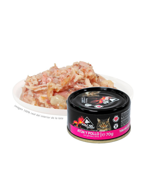 VOLCÁN ATÚN POLLO CON GAMBAS Y ARROZ 70 GR (caja de 24 un)